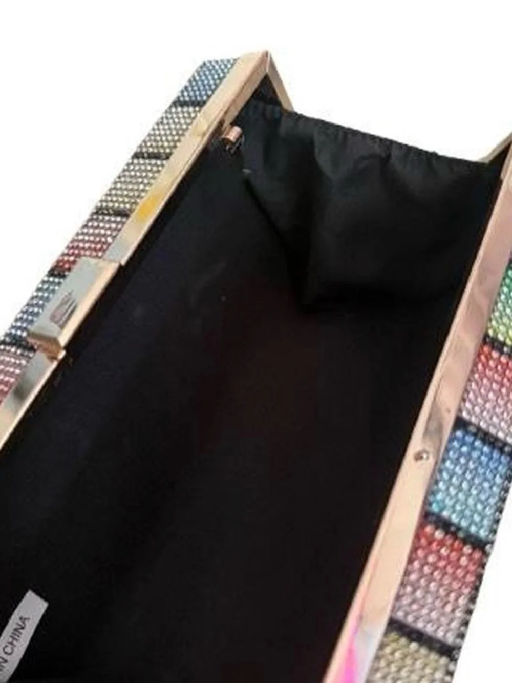 Rainbow multicolored bedazzled clutch bag